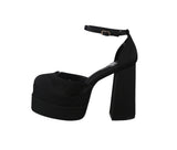 WOMAN'S SHOES BLACK SATIN HEELS TWICE-13