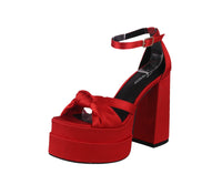 WOMAN'S SHOES RED SATIN HEELS TWICE-15