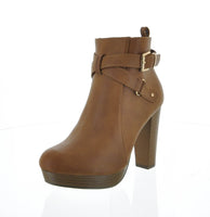 WOMAN'S SHOES TAN PU BOOTIES VALENCIA-1