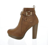 WOMAN'S SHOES TAN PU BOOTIES VALENCIA-1