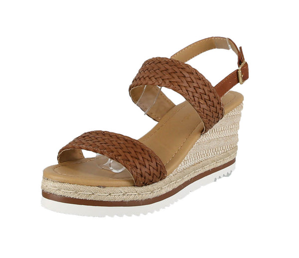 WOMAN'S SHOES TAN WEDGE PU LEATHER VESSEL