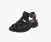 WOMAN'S SHOES BLACK PU LEATHER SANDAL VICKY