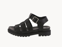 WOMAN'S SHOES BLACK PU LEATHER SANDAL VICKY