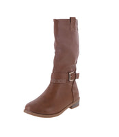 BABY'S SHOES TAN PU BOOTS VINE-1A