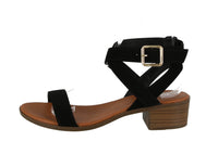 WOMAN'S SHOES BLACK SUEDE SANDALS VISION-75