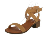 WOMAN'S SHOES TAN PU LEATHER SANDALS VISION-75