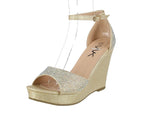 WOMAN'S SHOES GOLD GLITTER WEDGE W300-02