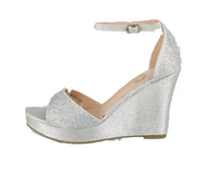 WOMAN'S SHOES SILVER GLITTER WEDGE W300-02