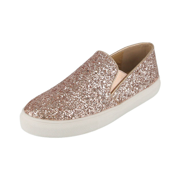 WOMAN'S SHOES ROSE GOLD GLITTER TENNIS SNEAKERS WAGNER