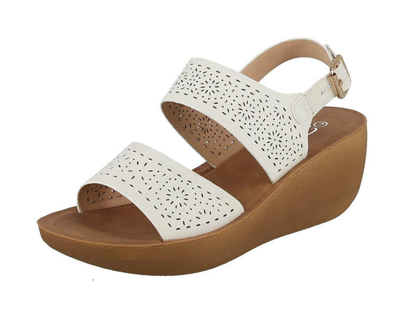 WOMAN'S SHOES WHITE PU LEATHER WEDGE-20