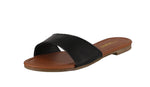 WOMAN'S SHOES BLACK PU/LEATHER SANDALS WIDE-5W