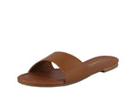 WOMAN'S SHOES TAN PU/LEATHER SANDALS WIDE-5W