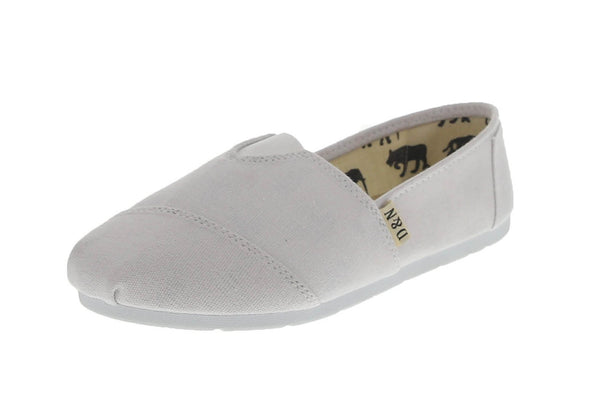 WOMAN'S SHOES WHITE FABRIC SLIP ON TENNIS SNEAKERS XT-7001