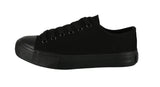 WOMAN'S SHOES BLACK FABRIC TENNIS SNEAKERS YB-4988W