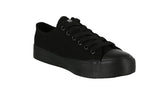 WOMAN'S SHOES BLACK FABRIC TENNIS SNEAKERS YB-4988W