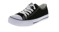 KID'S SHOES BLACK/WHITE FABRIC TENNIS SNEAKERS YB-4988K