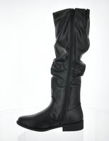 WOMAN'S SHOES BLACK PU BOOTS ZION-04BK