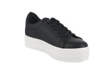 WOMAN'S SHOES BLACK PU LEATHER TENNIS SNEAKERS ZIRE-1