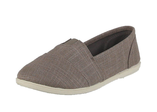 WOMAN'S SHOES MOCHA FABRIC COMFORT SLIP ON TENNIS SNEAKER OBJI